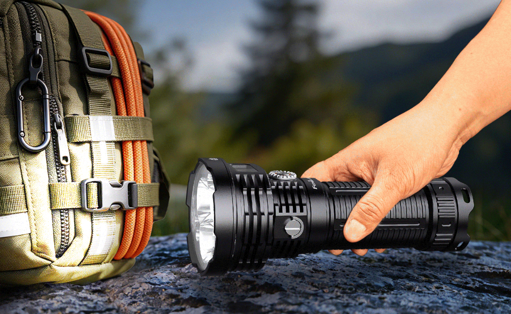 fenix 18000 lumen flashlight LR80R Searchlight level illumination while reaching an impressive beam distance of up to 925 yards for long Fenix LR80R Flashlight CREE LED