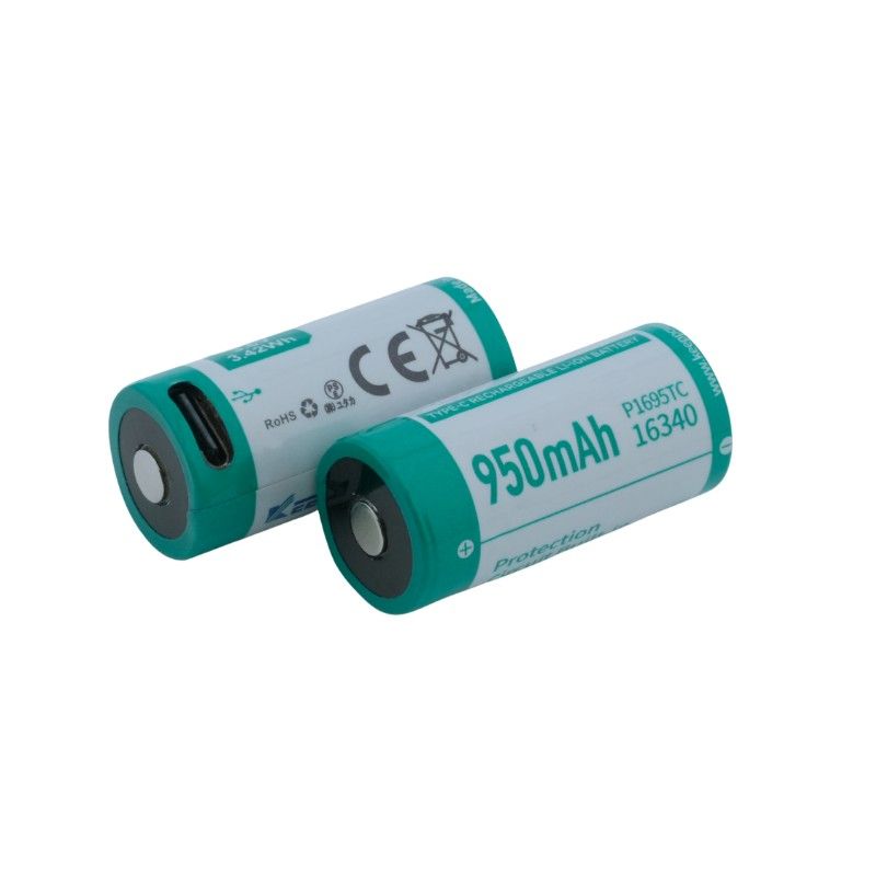 Keeppower P1695TC TYPE-C USB 16340 3.6V 950mAh Rechargeable Li-ion Battery