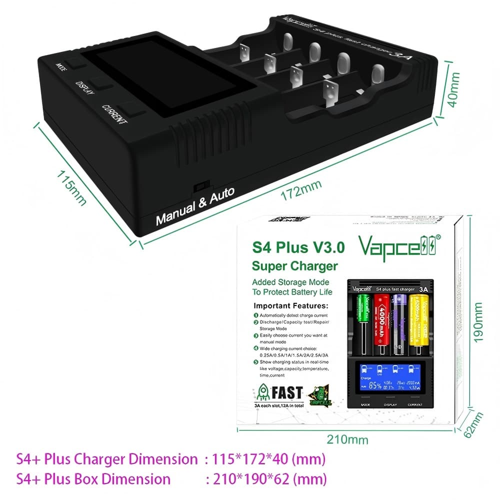 Vapcell S4 Plus V3 Fast Battery