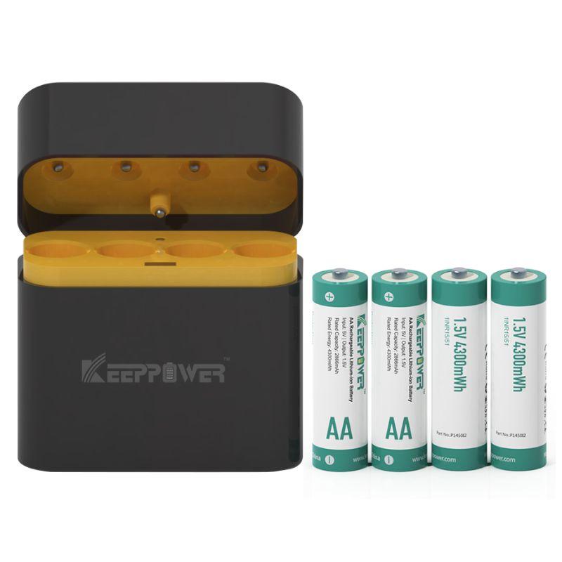 Keeppower i4 1.5V AA USB C Rechargeable Li-ion Battery Charger Set
