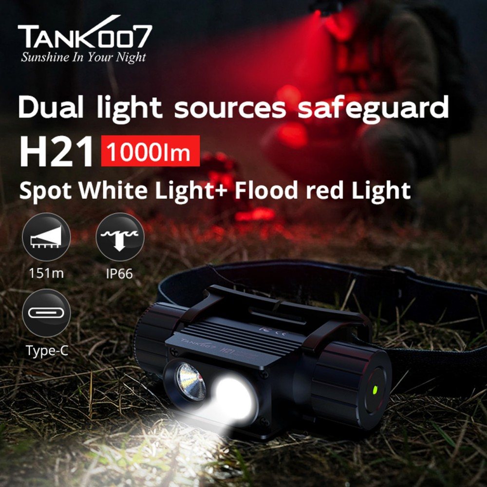 Tank007 H21 Magnetic Dual Lamp Portable Outdoor Headlamp