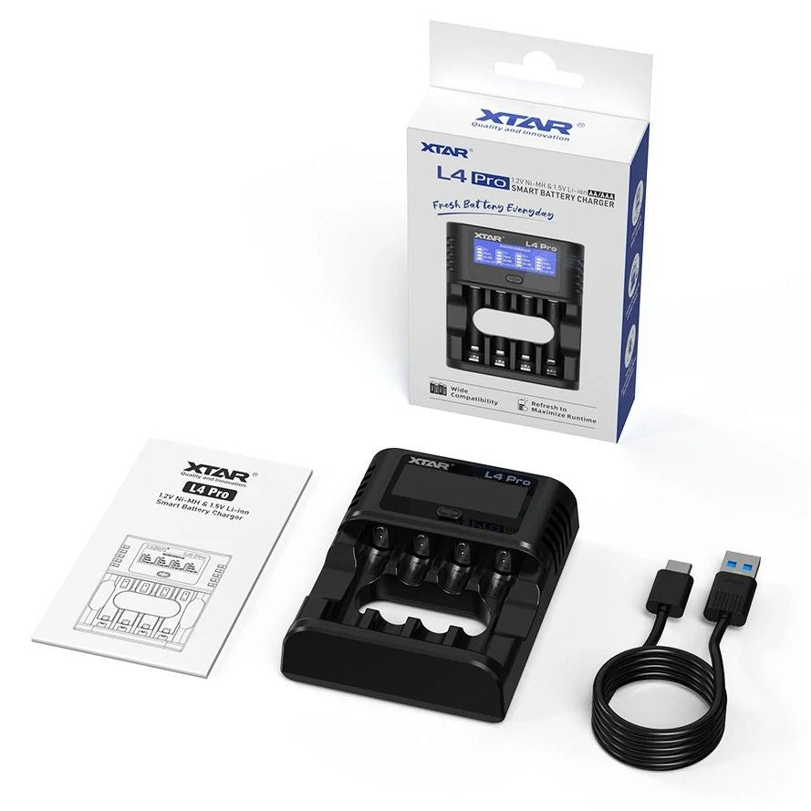 XTAR L4 Pro Smart-Ladegerät für AA/AAA 1,2 V NI-MH und 1,5 V Lithium-Batterie