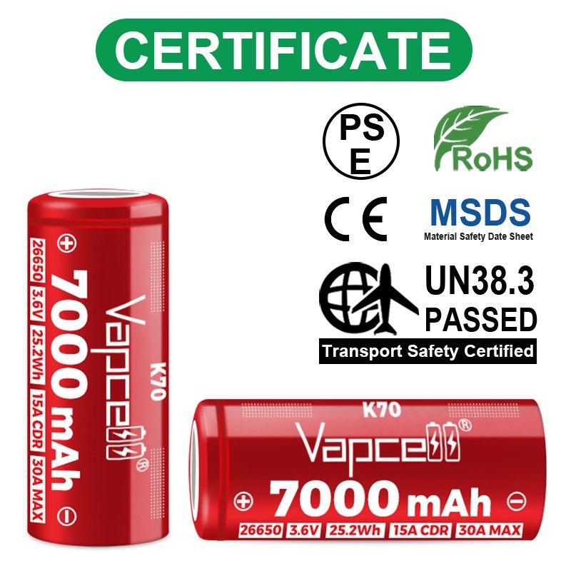 Vapcell K70 7000mah 26650 Battery