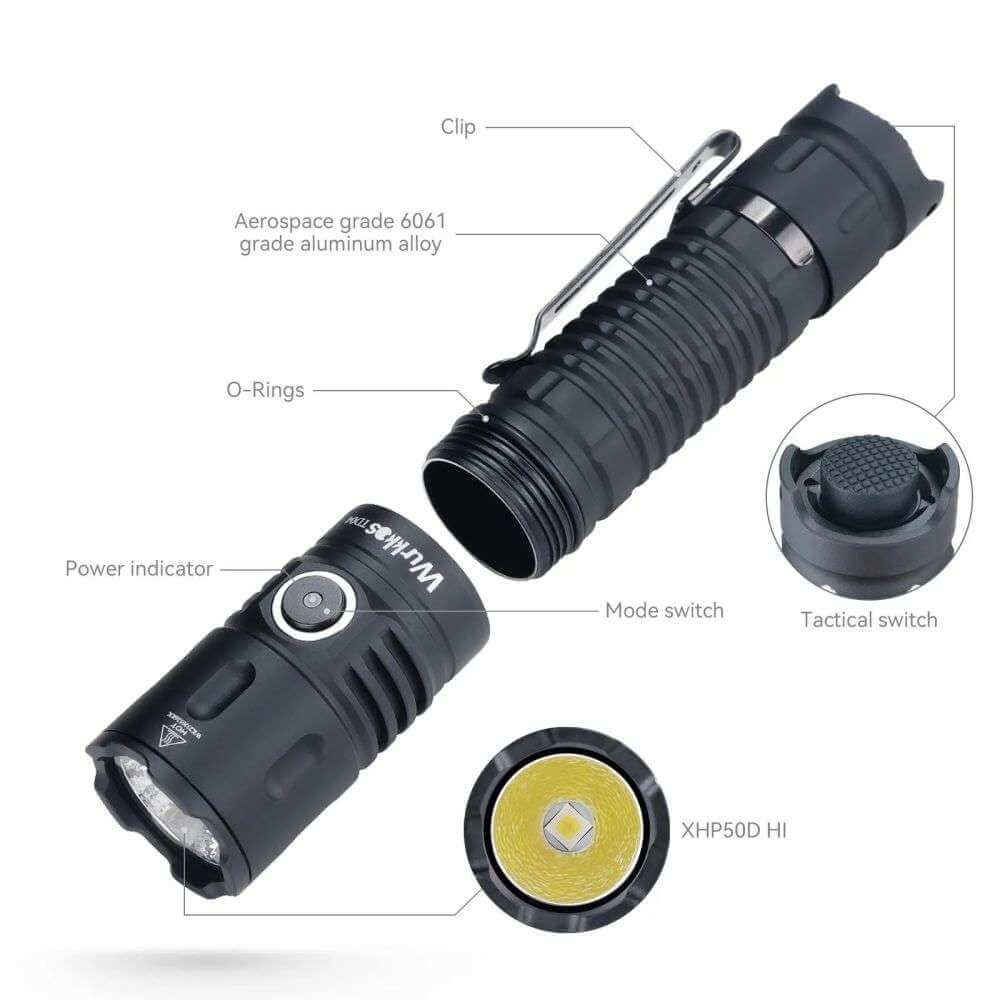 Wurkkos TD04 3000 Lumens Tactical Flashlight