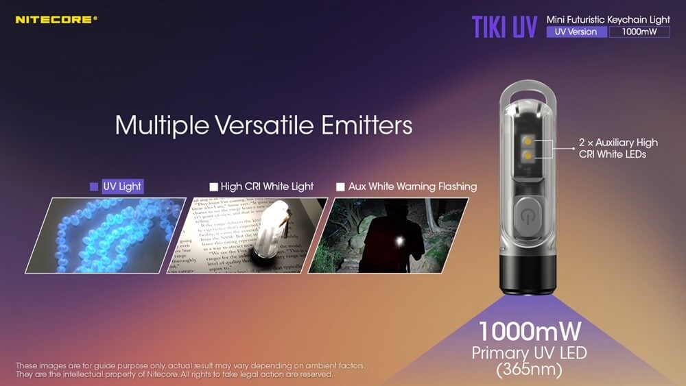 Nitecore TIKI UV 1000mv Rechargeable UV Keychain Flashlight