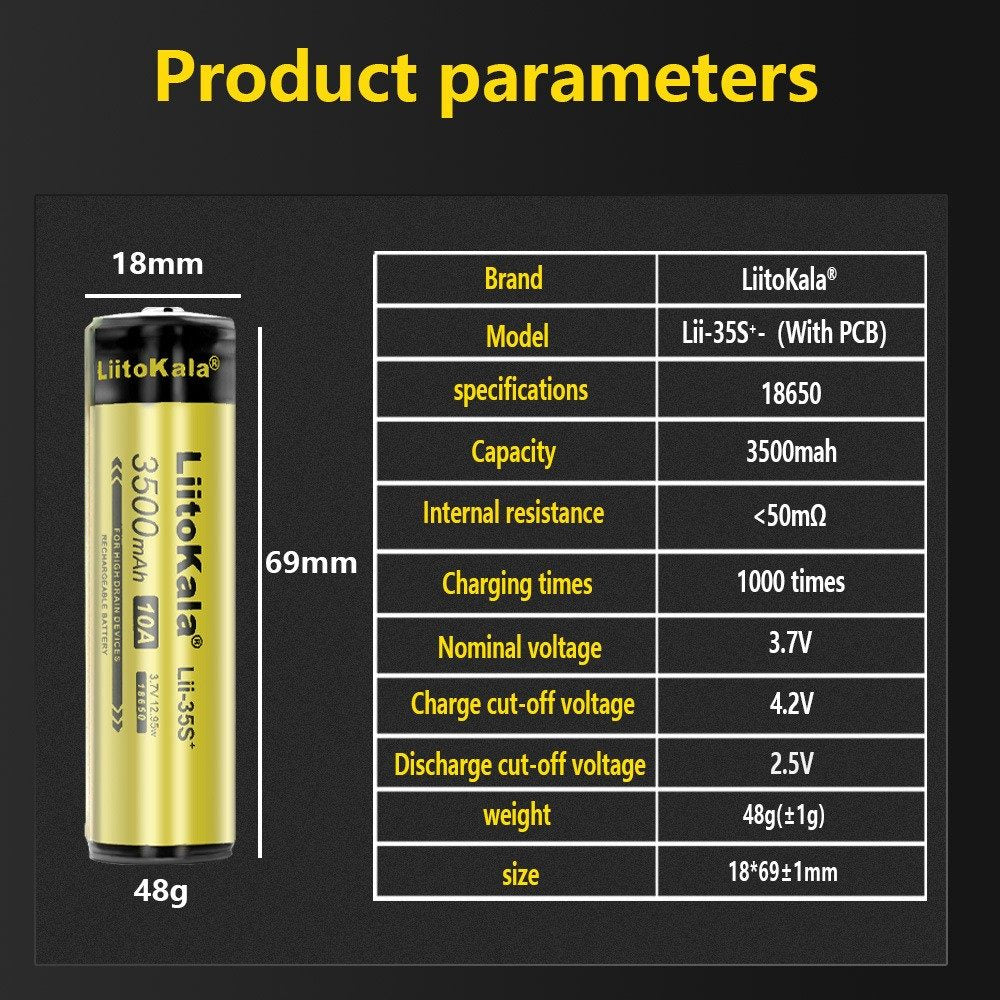 LiitoKala Lii-35S 3.7V 18650 3500mah Battery