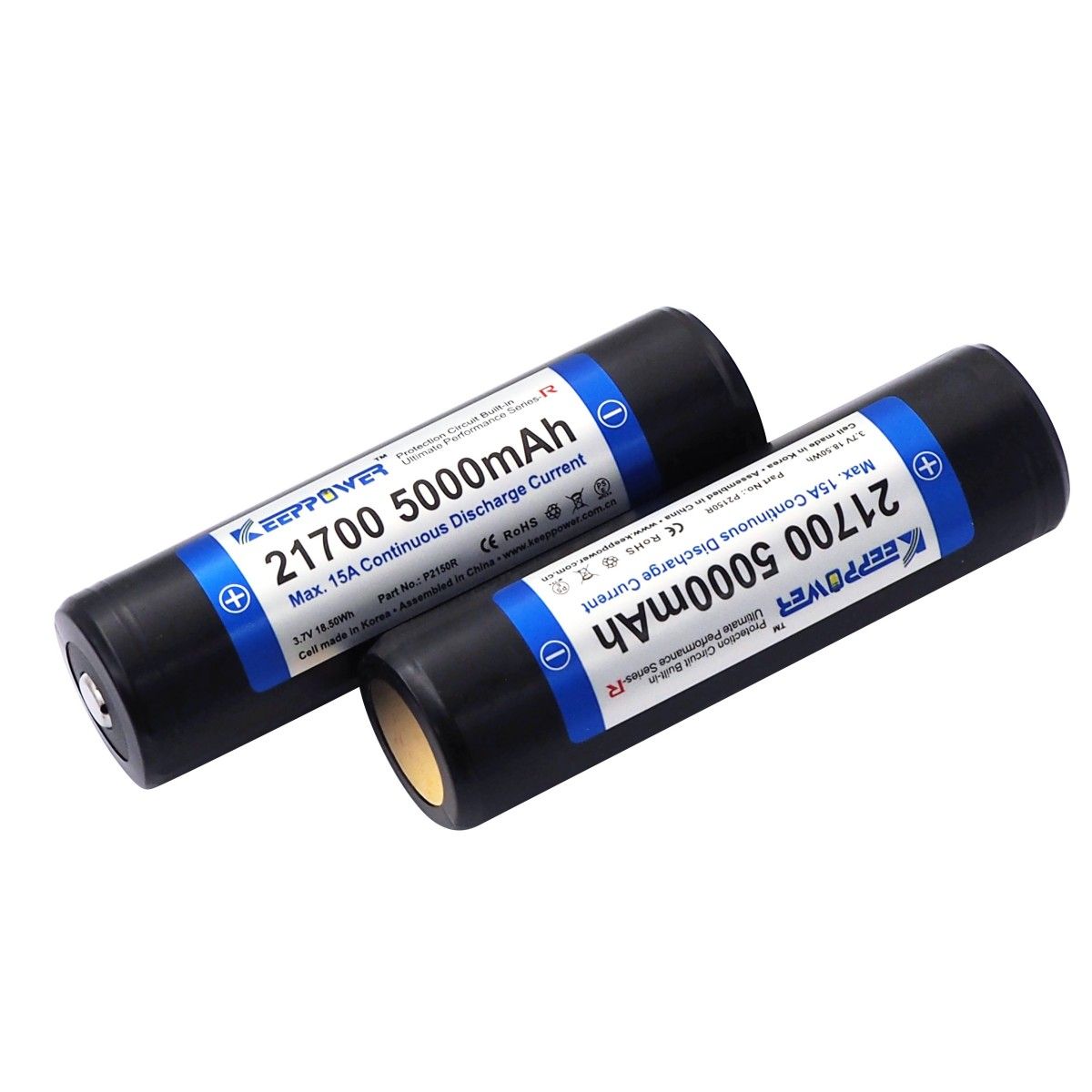 Keeppower P2150R 5000mAh 15A Protected Li-ion Rechargeable 21700 Battery
