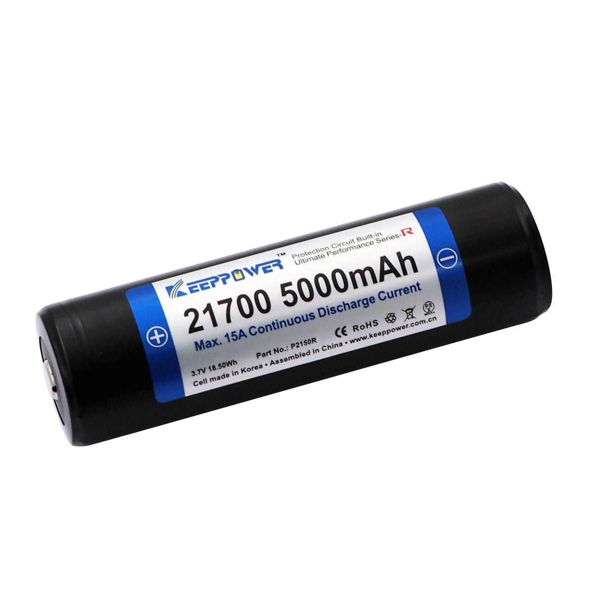 Keeppower P2150R 5000mAh 15A Protected Li-ion Rechargeable 21700 Battery