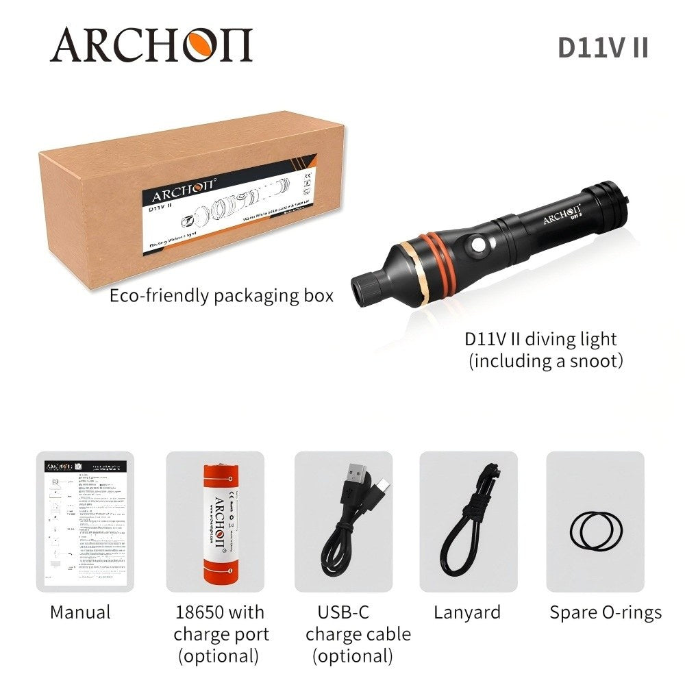 ARCHON D11V II warm white HD diving video lights
