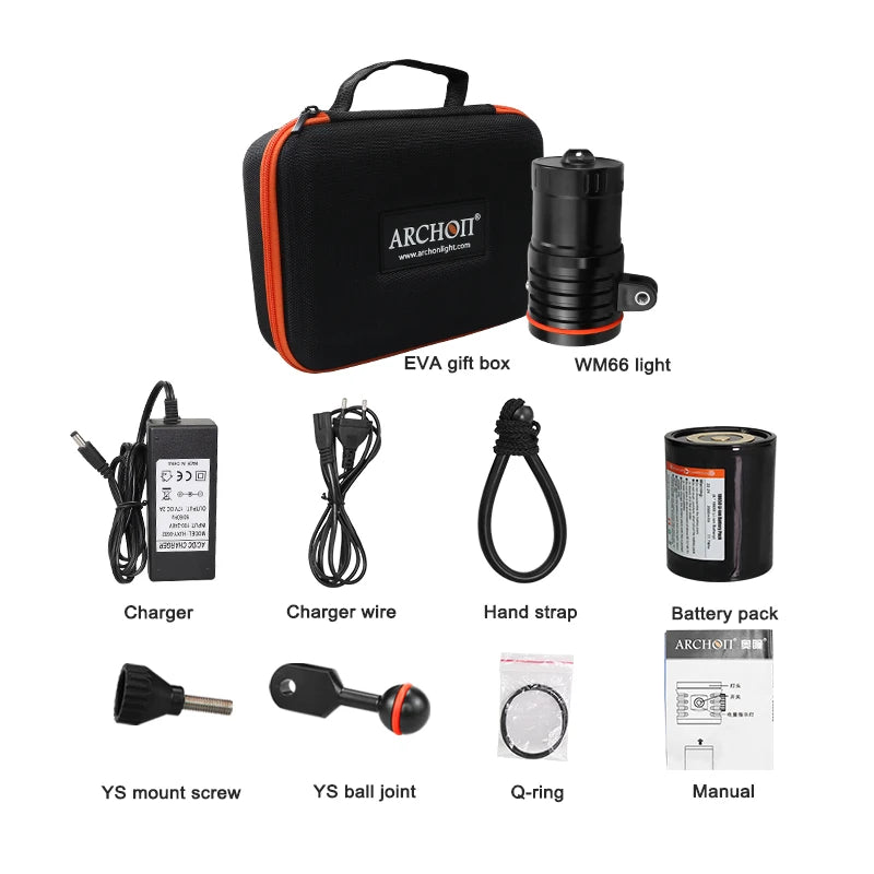 ARCHON DM60 Max 12,000 lumens HD video diving photograph lights
