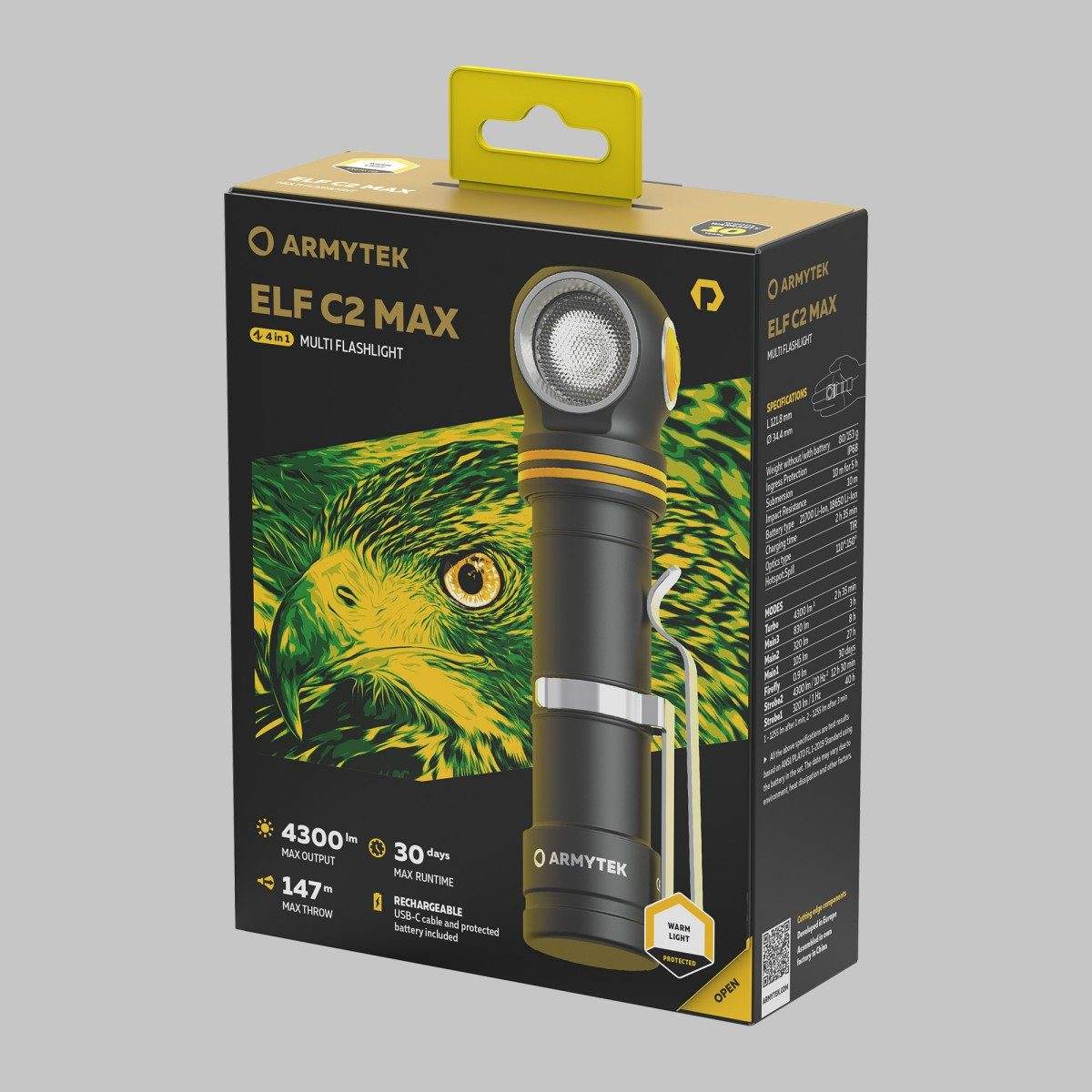 Armytek Elf C2 Max LR USB-C Right Angle Flashlight
