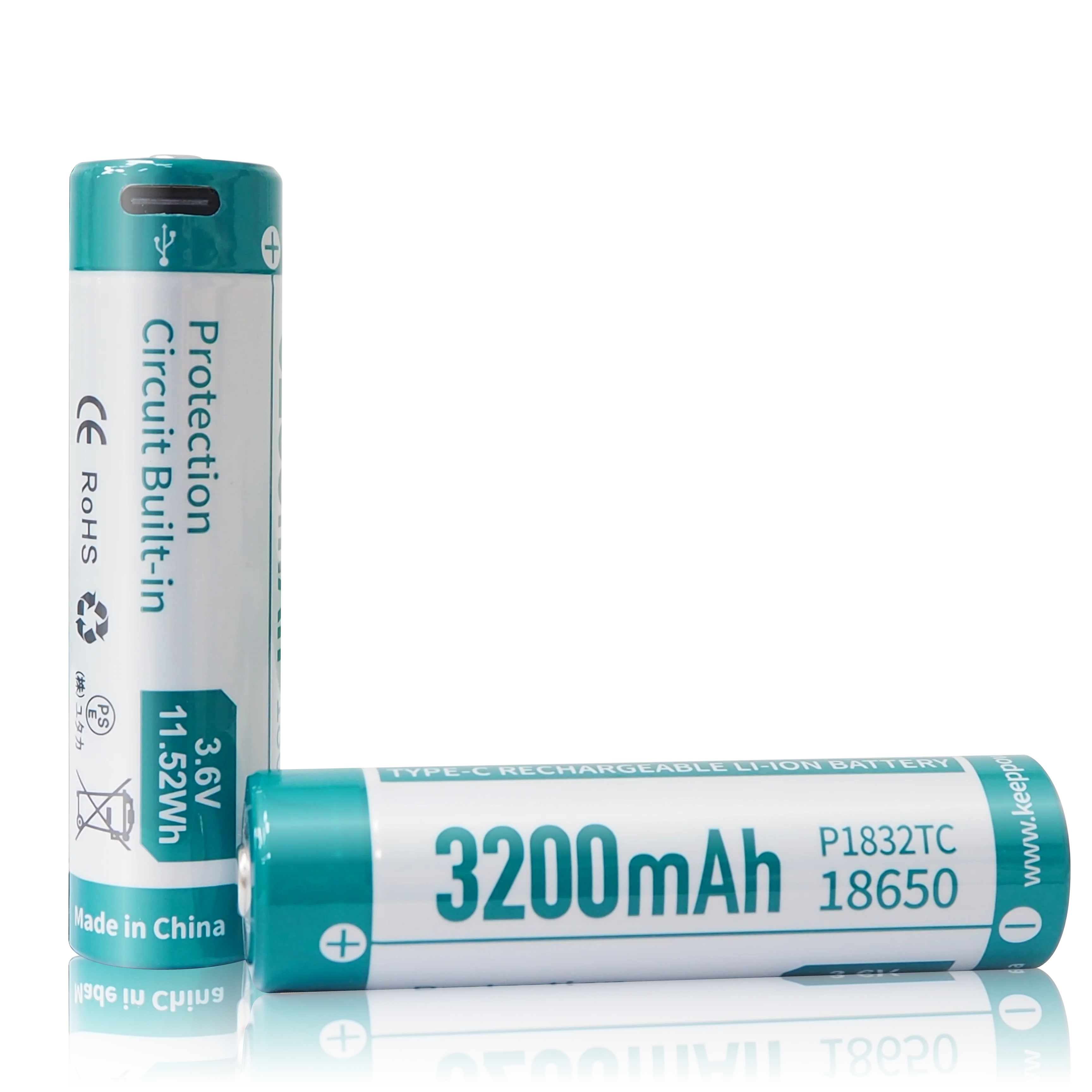 Keeppower P1832TC TYPE-C USB 18650 3.6V 3200mAh Rechargeable Li
