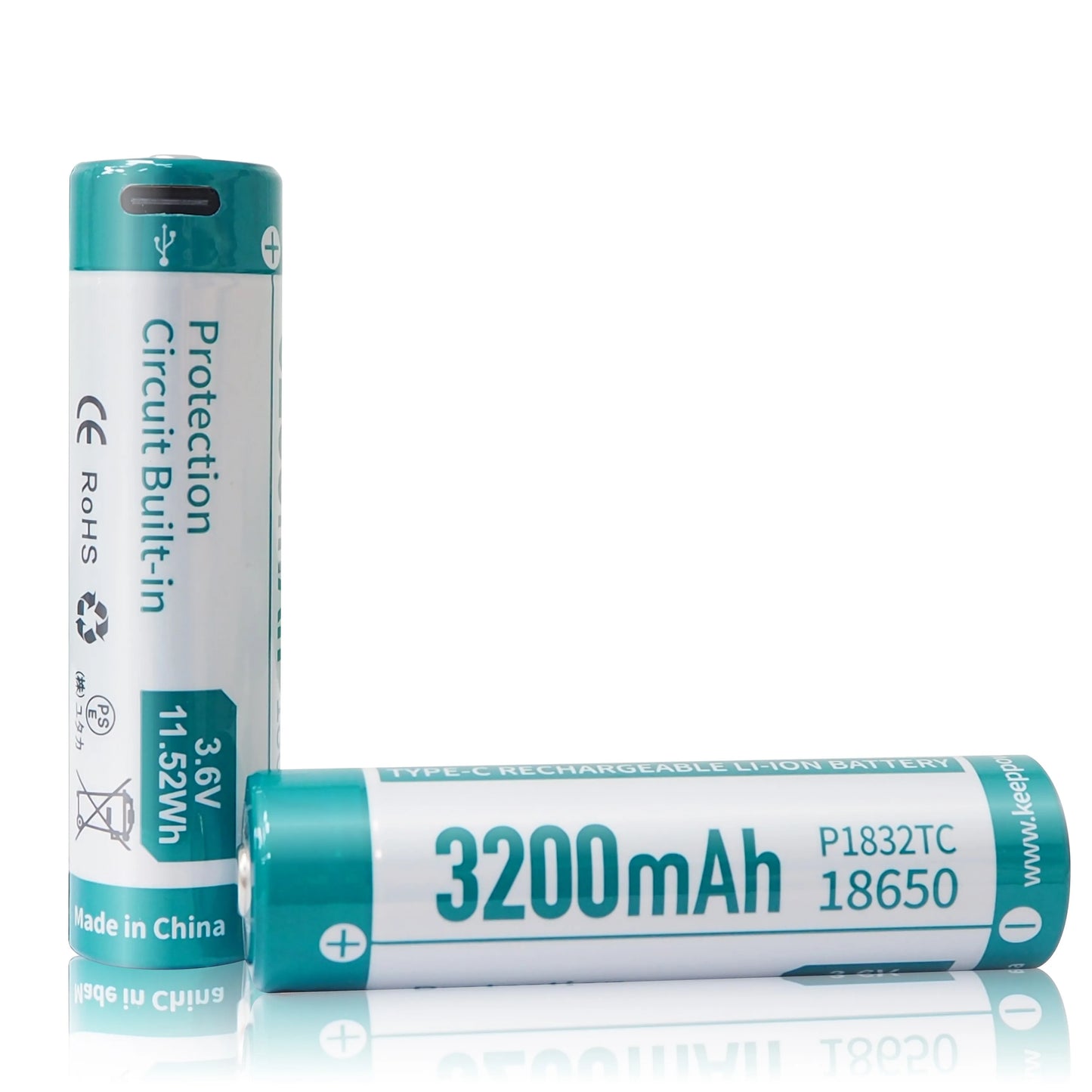 Keeppower P1832TC TYPE-C USB 18650 3.6V 3200mAh Rechargeable Li-ion Battery