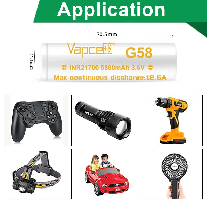 Vapcell G58 21700 5800Mah 12.5A