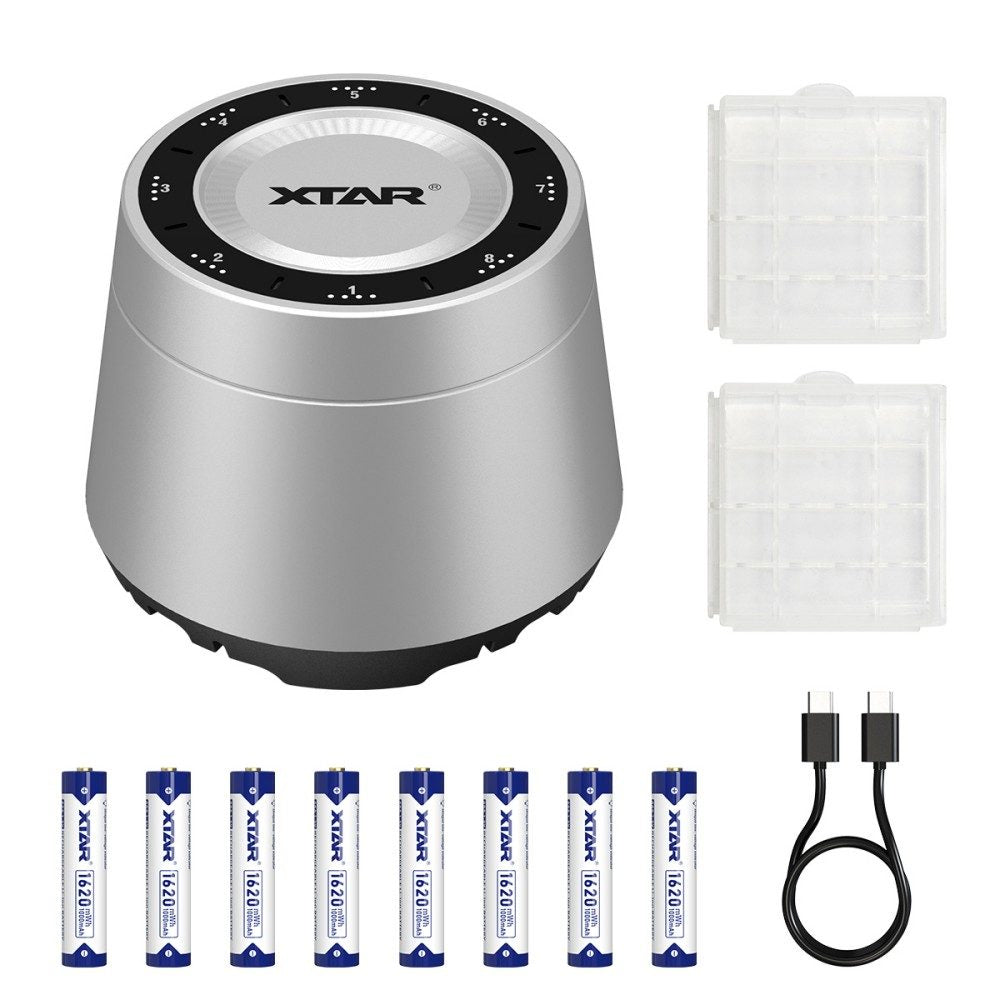Xtar L8 BOX 8-Slot Rechargeable Battery Charger for AA/AAA 1.5V Li-ion and 1.2V NI-MH Batteries