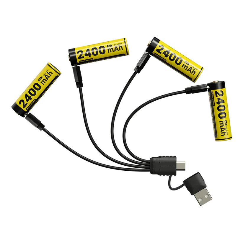 Nitecore NH2400 2400 mAh USB-C wiederaufladbare AA-Batterie 4er-Pack