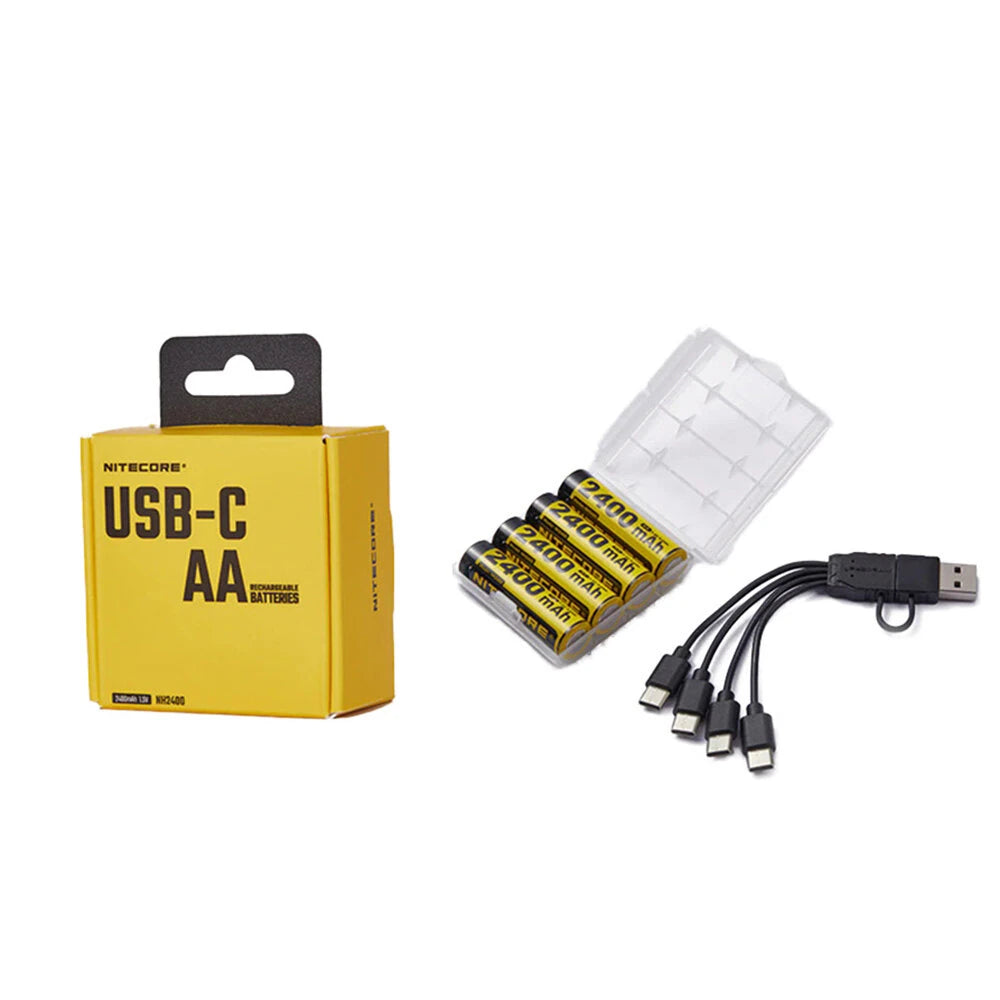 Nitecore NH2400 2400 mAh USB-C wiederaufladbare AA-Batterie 4er-Pack