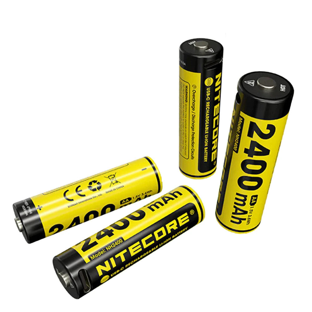 Nitecore NH2400 2400 mAh USB-C wiederaufladbare AA-Batterie 4er-Pack