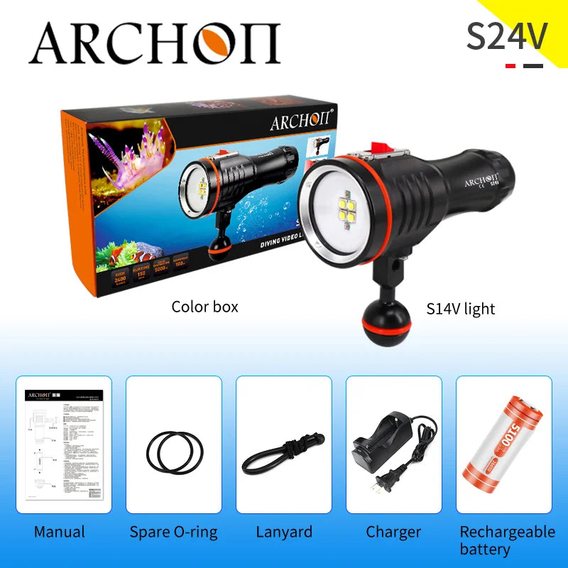 ARCHON S24V 2400lm 5000k diving video light