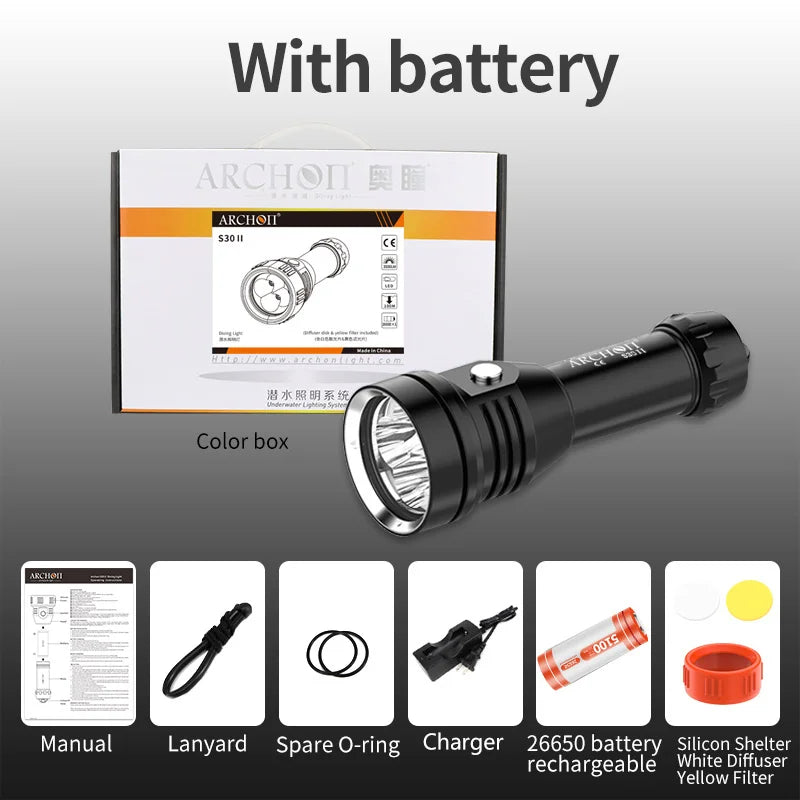 ARCHON S30 II 6500K Diving Flashlight