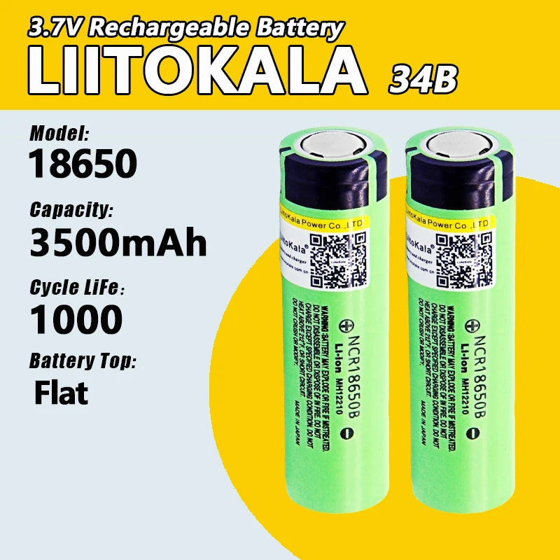 LiitoKala 34B NCR18650B 18650 Lithium Rechargeable Battery