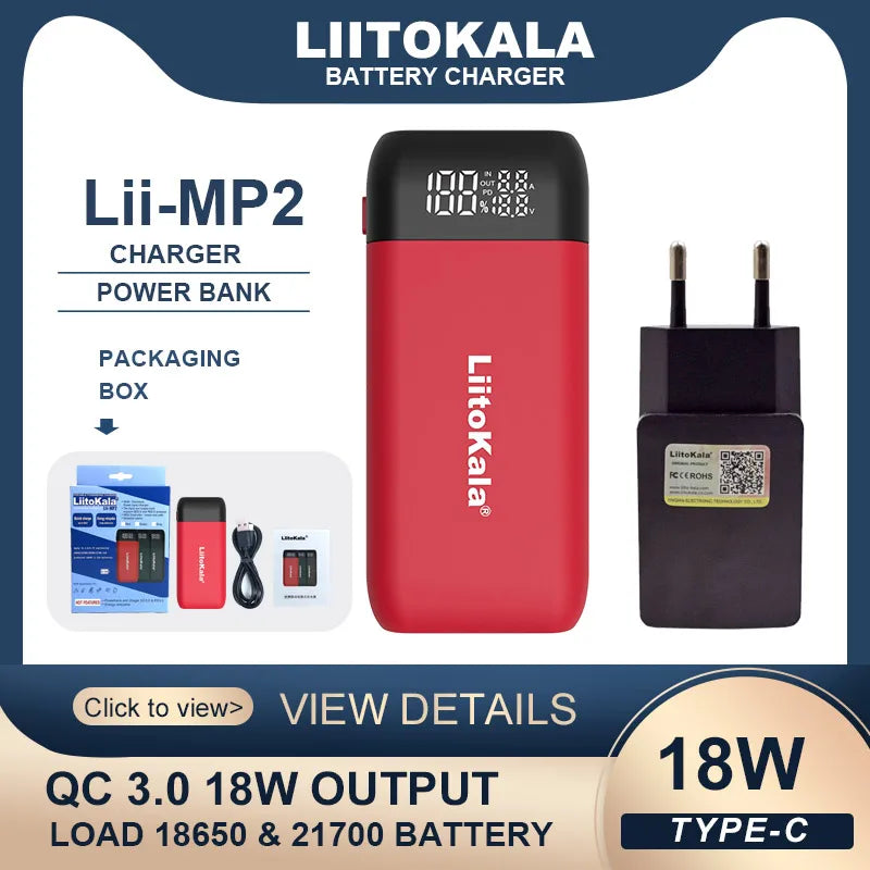 LiitoKala Lii-MP2 Battery Charger & Power Bank