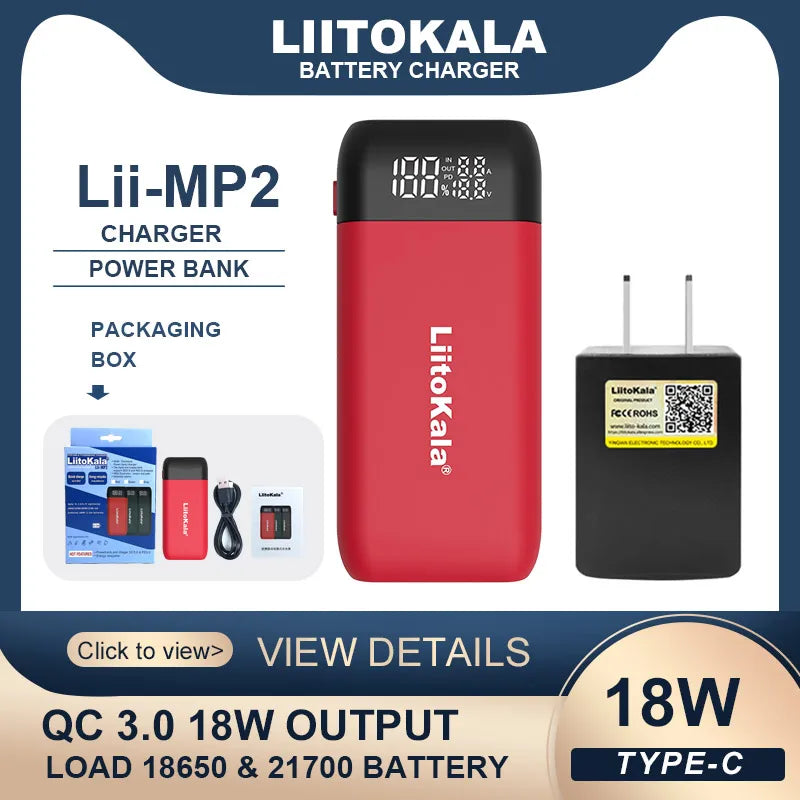 LiitoKala Lii-MP2 Battery Charger & Power Bank