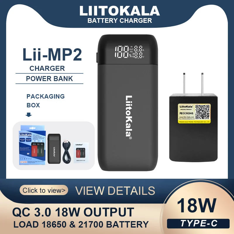 LiitoKala Lii-MP2 Battery Charger & Power Bank