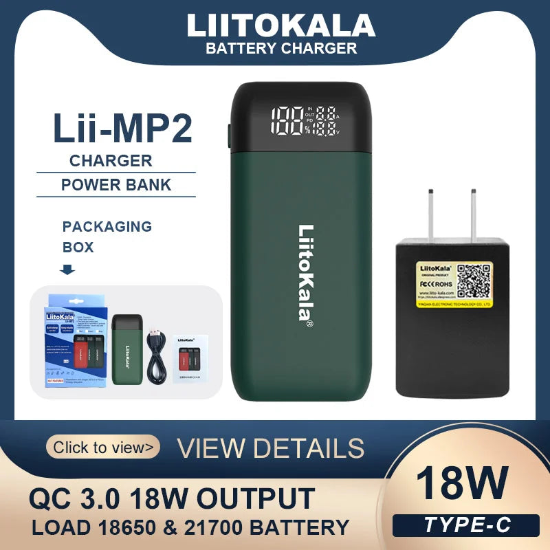 LiitoKala Lii-MP2 Battery Charger & Power Bank