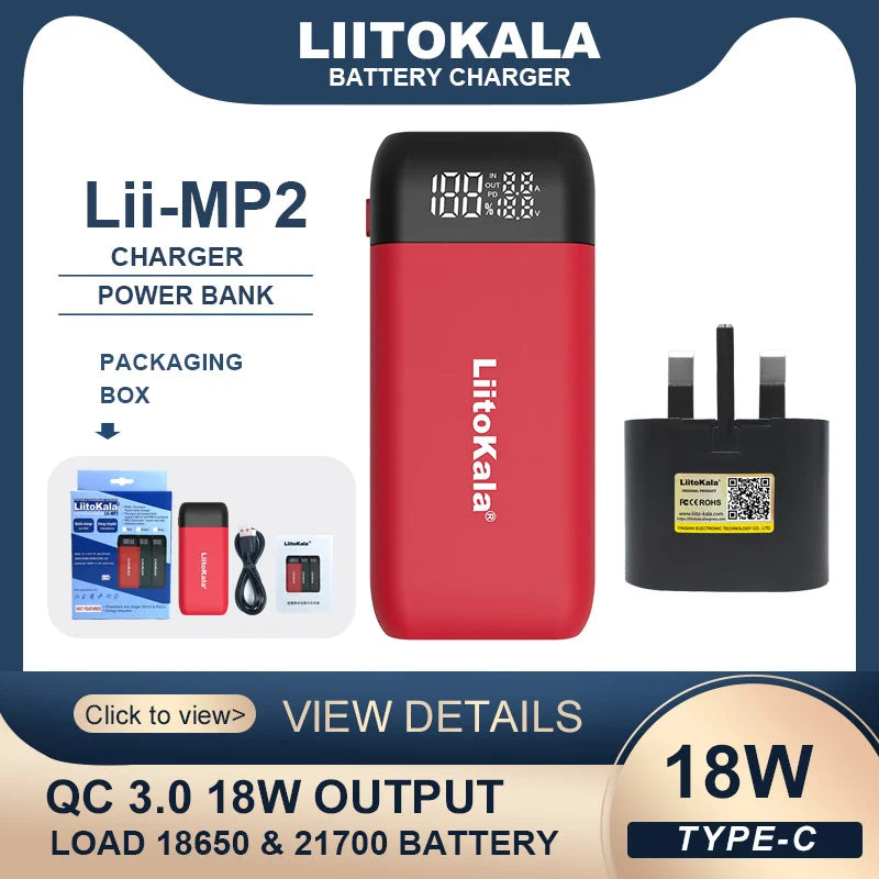 LiitoKala Lii-MP2 Battery Charger & Power Bank