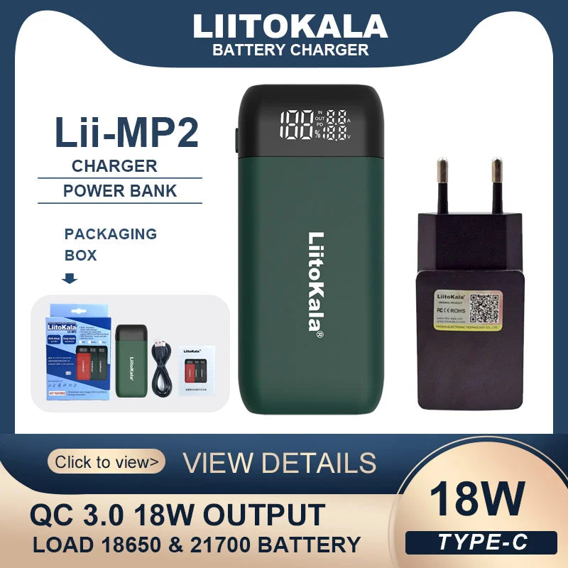 LiitoKala Lii-MP2 Battery Charger & Power Bank