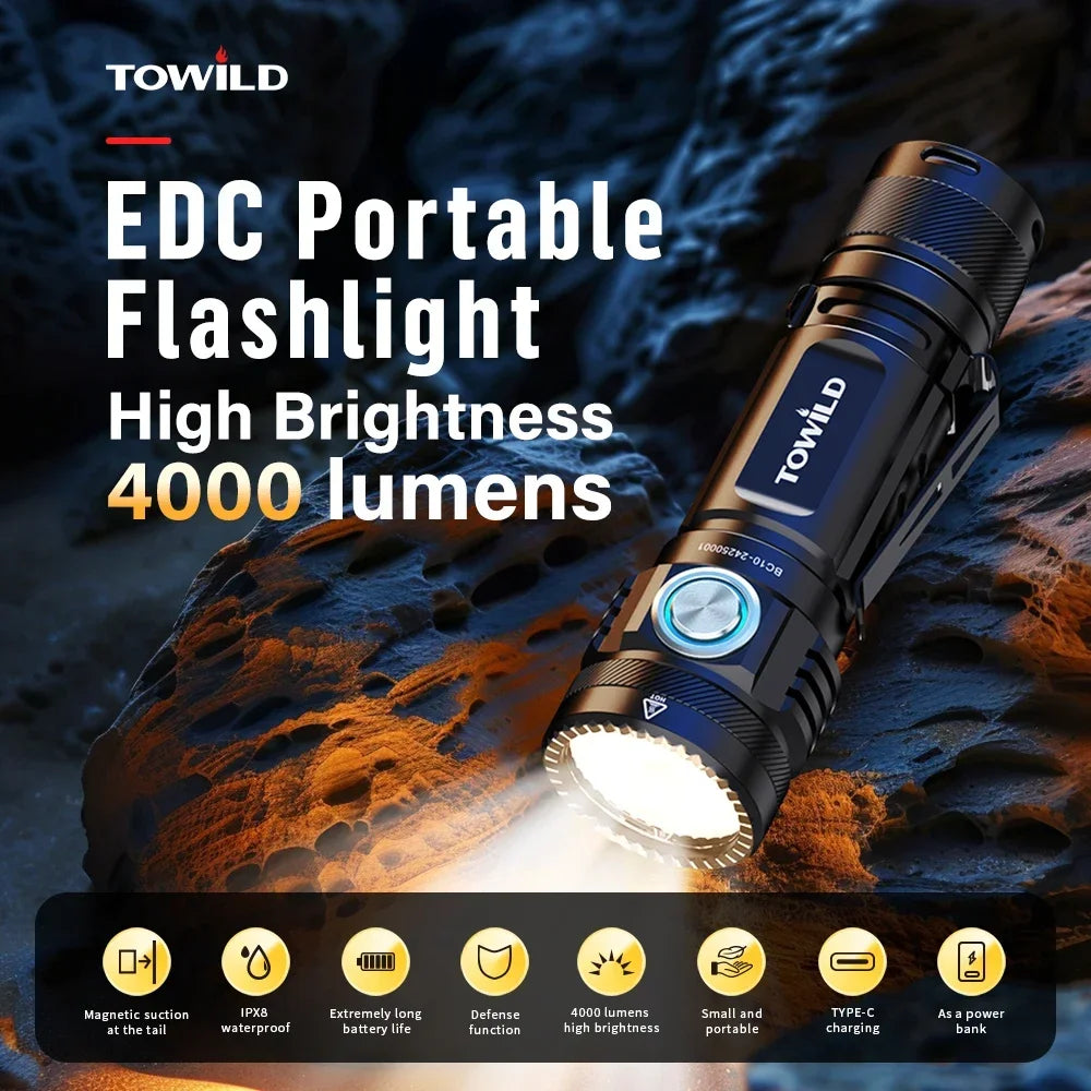 TOWILD BC10 Multifunctional 4000Lumens High-Brightness EDC Flashlight