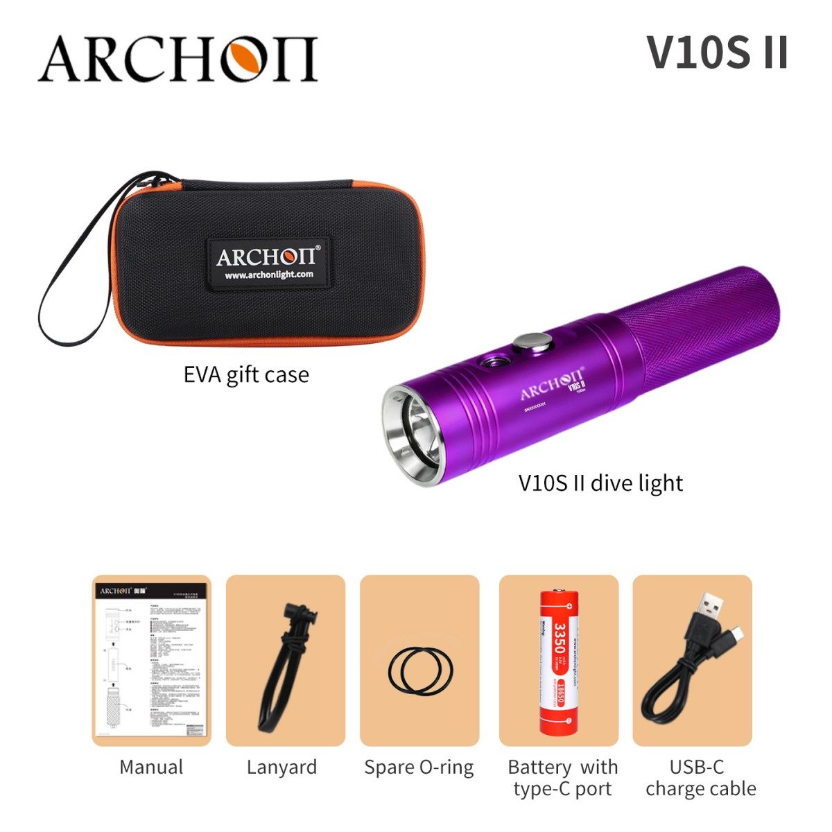 ARCHON V10S II CREE LED HD Videofotografie Tauchlampen
