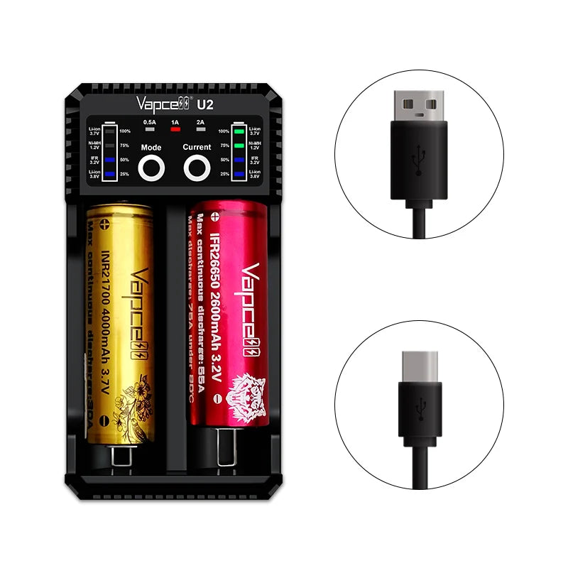 Vapcell U2 2A Smart Mini USB Charger flashlightgo Vapcell U2 2A Smart Mini USB Charger flashlightgo