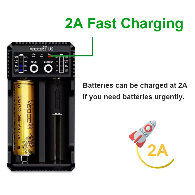 Vapcell U2 2A Smart Mini USB Charger