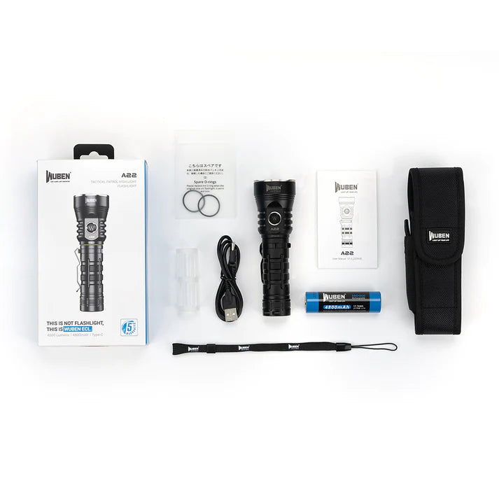 Wuben A22 4500 Lumens High Power Rechargeable Flashlight