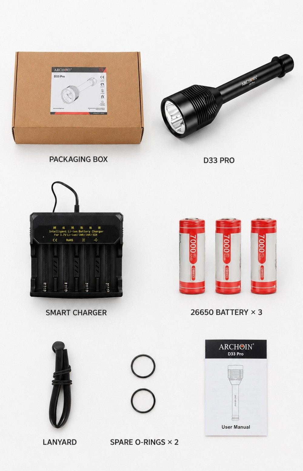 ARCHON D33 Pro 5000 Lumen Professional Diving Light