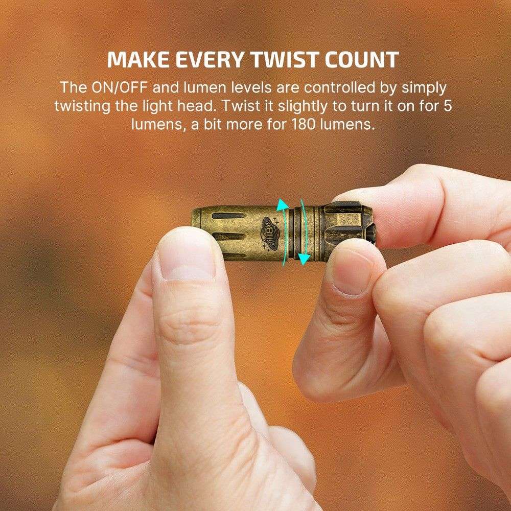 Olight i18 Brass USB-C Rechargeable EDC Keychain Flashlight