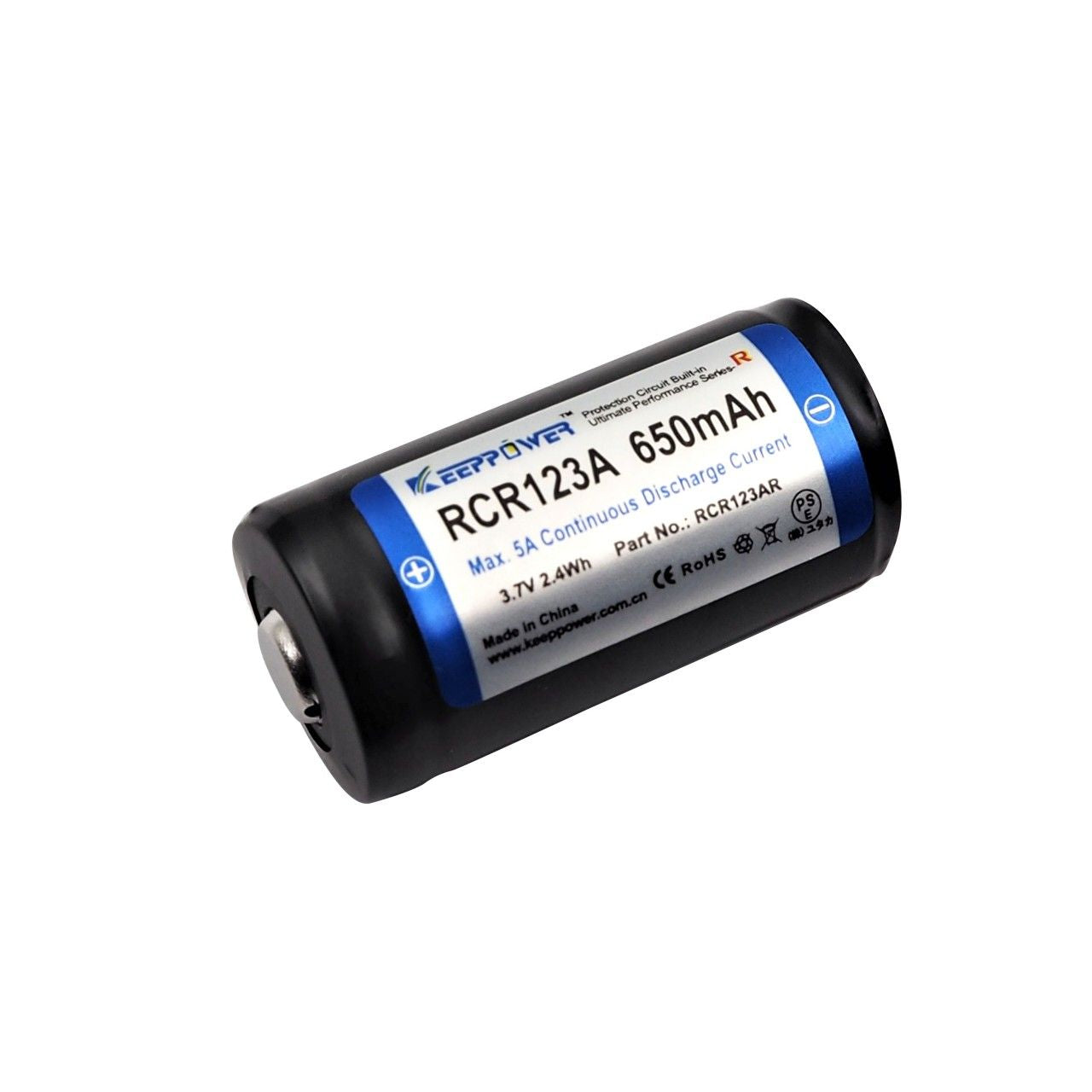 Keeppower RCR123A 650 mAh geschützter Li-Ionen-Akku