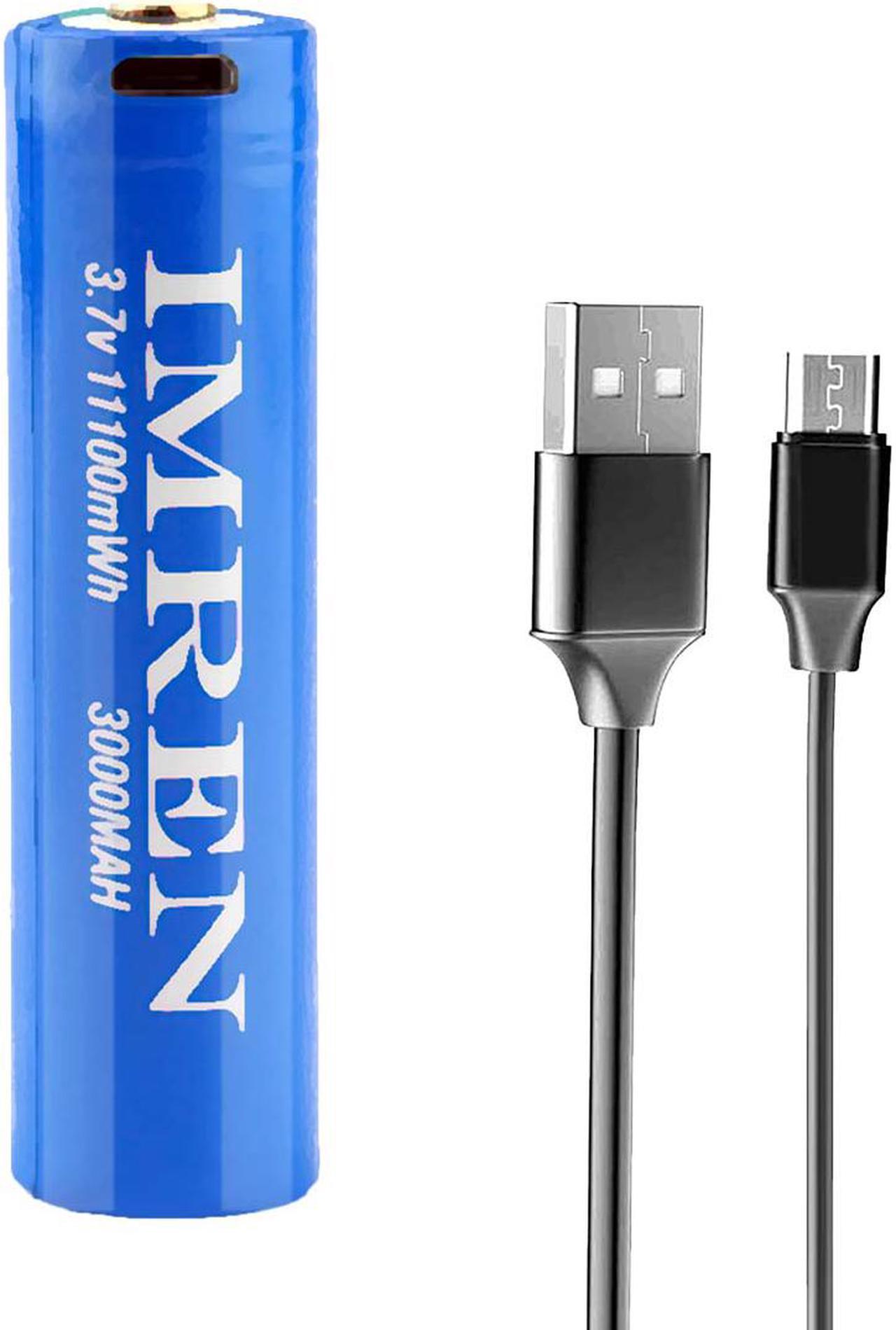 IMREN 18650 3.7V 3000mAh Rechargeable Lithium Battery with Micro-USB Port