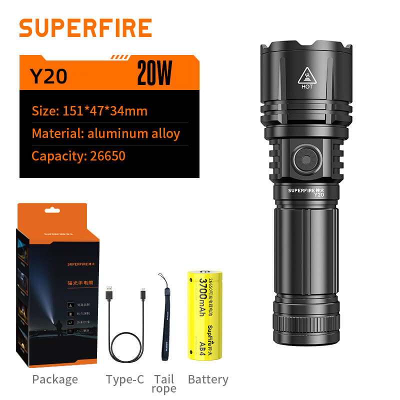 SUPERFIRE Y20 Super Bright LED Zoom Long Shot Fashlight