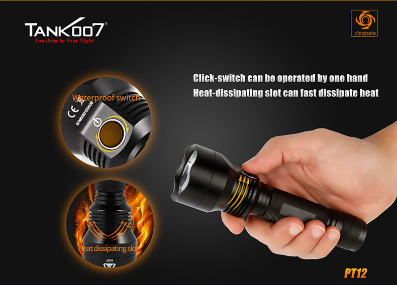 TANK007 PT12 High Power Tactical Flashlight