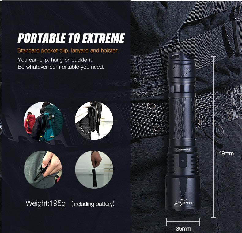 TANK007 KC16 Taktische Taschenlampe für den Außenbereich