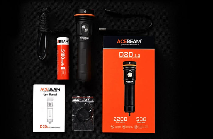 Introducing All-New Acebeam D20 2.0 2200 Lumens Diving Flashlight