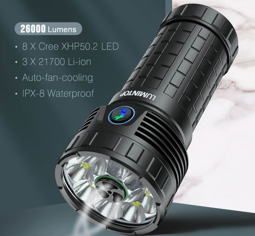 Lumintop Launches Mach 26000 Lumens Auto Fan Cooled Flashlight