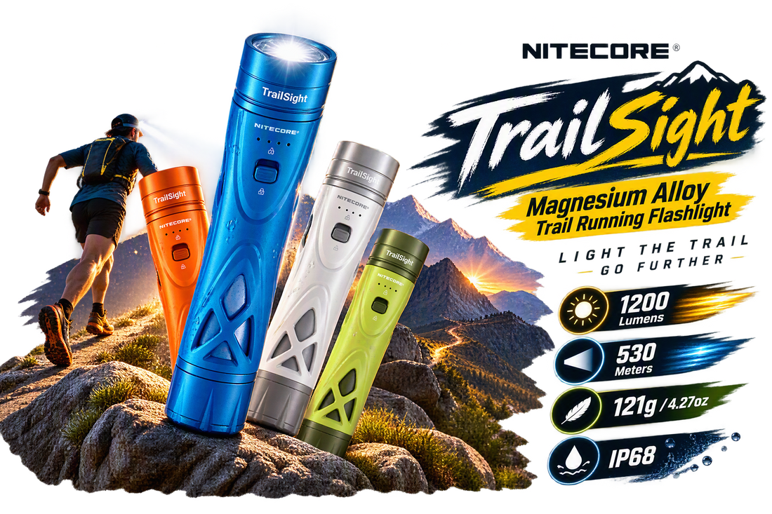 Introducing Nitecore TrailSight 1200 lumens Magnesium Alloy Trail Running Flashlight