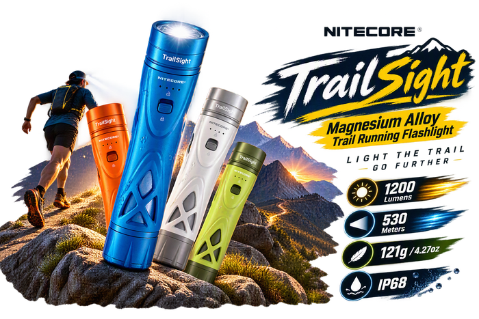 Introducing Nitecore TrailSight 1200 lumens Magnesium Alloy Trail Running Flashlight