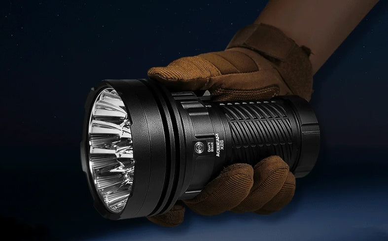 New Acebeam X25 long range high power 22,000 Lumens flashlight