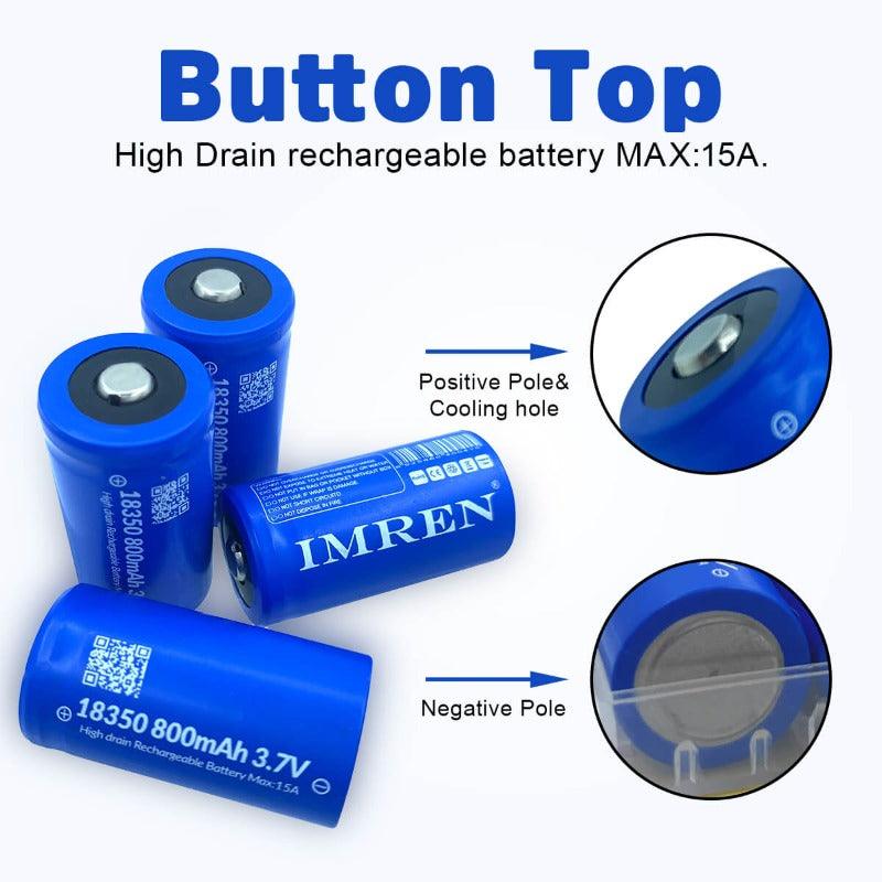 IMREN 3.7V 18350 800mAh Rechargeable Lithium Battery