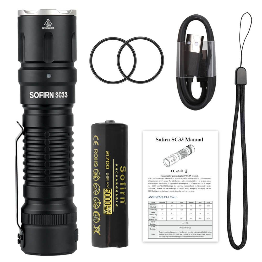 Sofirn SC33 5200lm USB C Rechargeable Flashlight